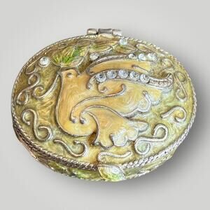 VTG MONET "HOLIDAY TURTLE DOVE" Collectible Enamel Keepsake Trinket Box